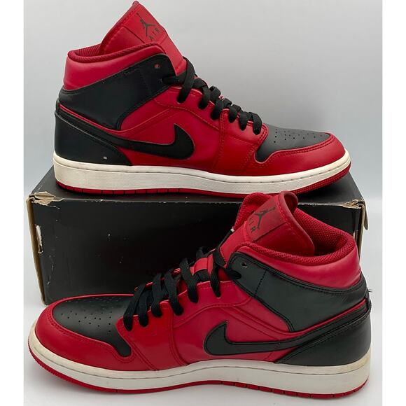 Nike Air Jordan 1 Mid “Reverse Bred” Black Gym Red 554724-660 Sz 9.5 #284 main image 6